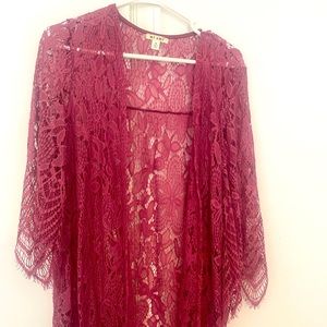 FRANCESCAS | Dark pink lace cover up
